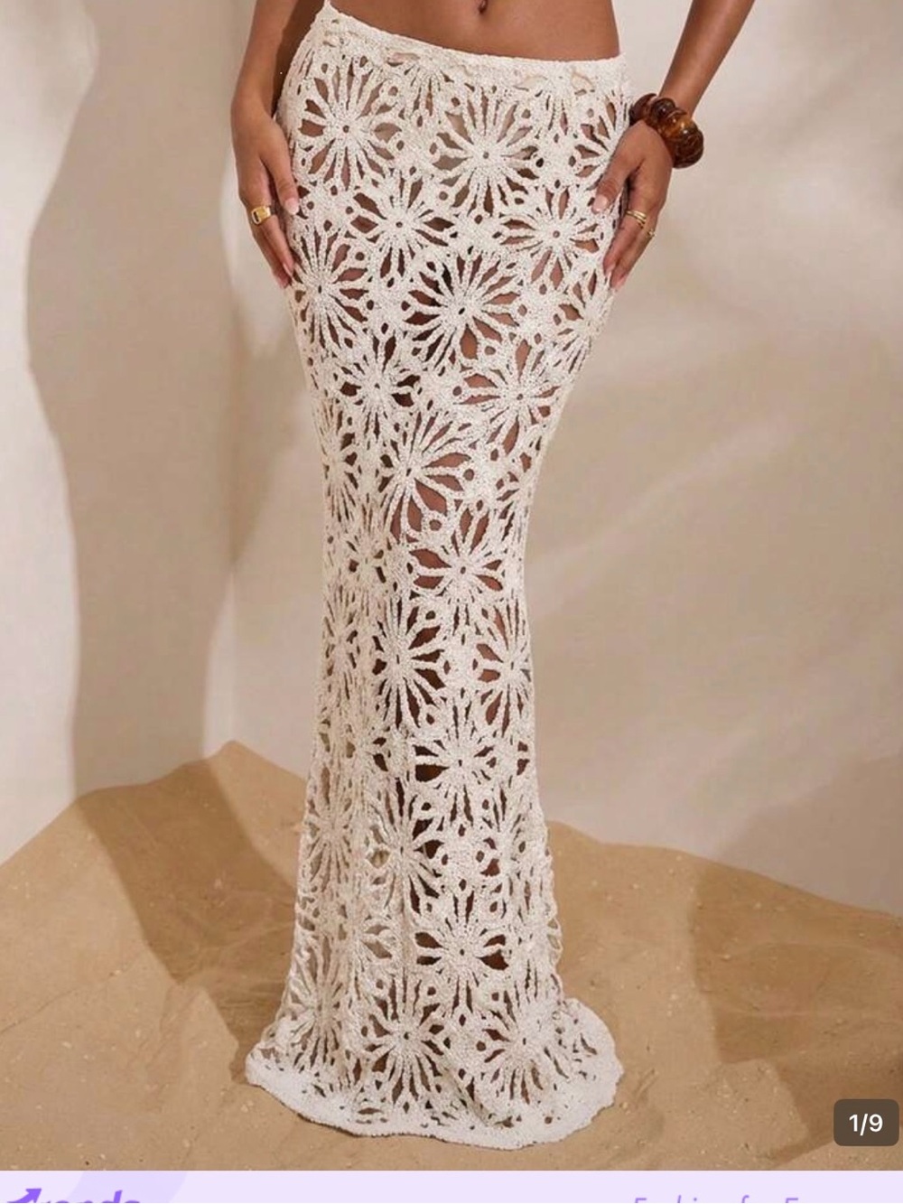 ASOS White Crochet Maxi Swim Coverup Skirt